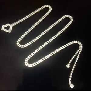 Heart Drop Accent Rhinstone Waist Chain Belt-Gold